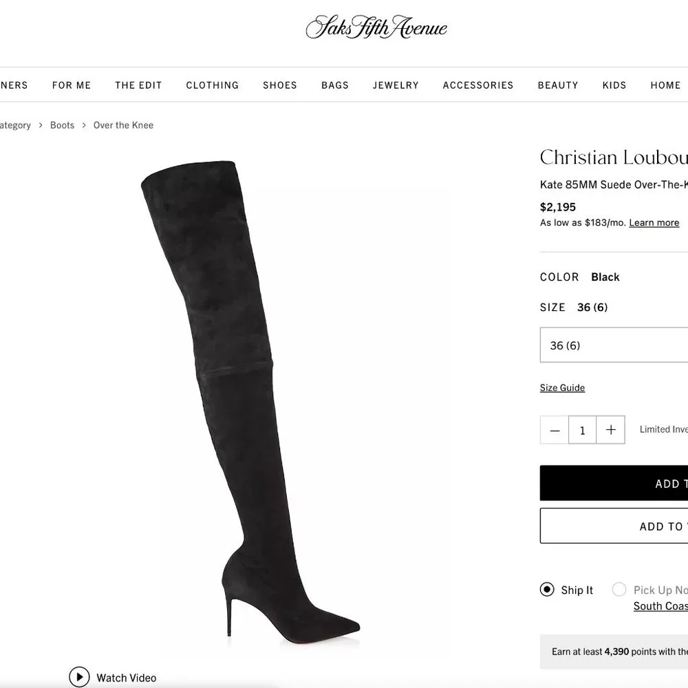 Christian Louboutin Kate Botta Alta Pointed Toe Over the Knee Suede Boot 38 - Picture 2 of 6